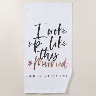 Toalha De Praia Eu acordei como # ouro cor-de-rosa casado
