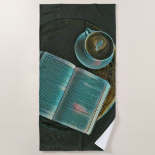 Toalha De Praia Eu adoro café e livros