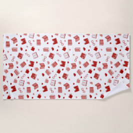 Toalha De Praia Eu adoro livros e ler um padrão vermelho bonito