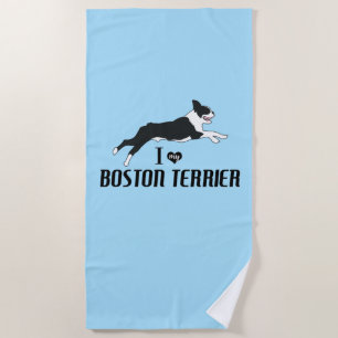 Toalha De Praia Eu Amo Boston Terrier Dog