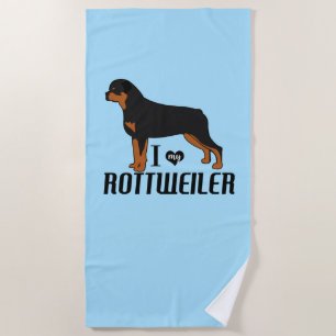 Toalha De Praia Eu Amo Meu Cachorro Rottweiler Rottie