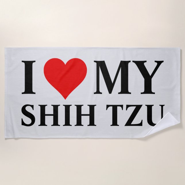 Toalha De Praia Eu amo meu Shih Tzu (Frente)