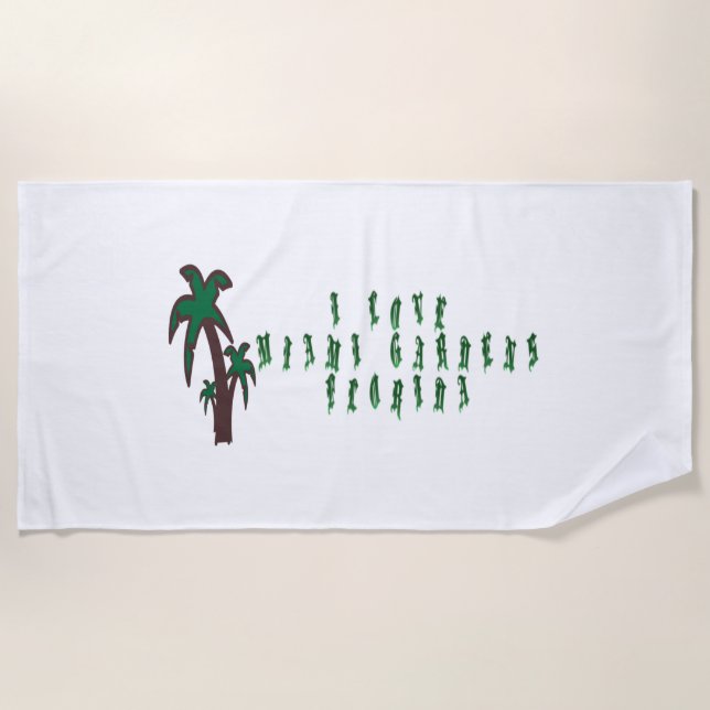 Toalha De Praia Eu Amo Miami Gardens Flórida (Frente)
