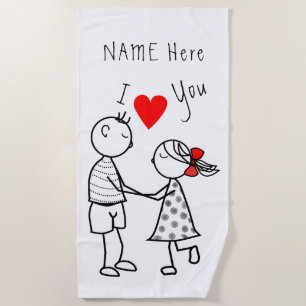 Toalha De Praia Eu Amo Você - Casal Bonito - Texto Personalizado 