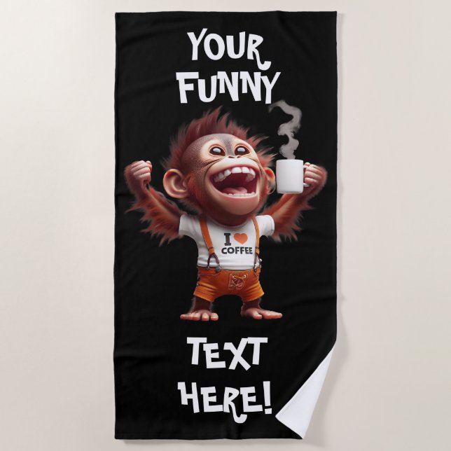 Toalha De Praia Eu coração café (Frente)