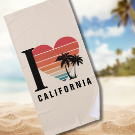 Toalha De Praia Eu coração o Retro da Califórnia