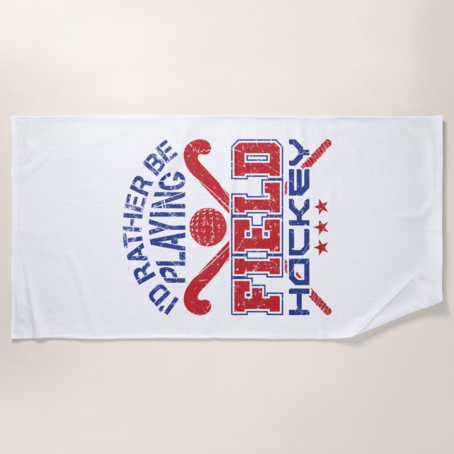 Toalha De Praia Eu Preferencialmente Jogando Hockey De Campo (Frente)