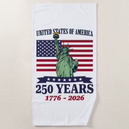 Toalha De Praia EUA Estátua da Liberdade 250 Anos 1776-2026