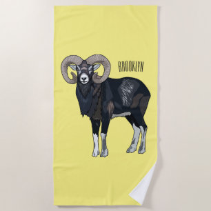 Toalha De Praia Exemplo de desenho animado de ovelhas Mouflon