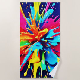 Toalha De Praia Explosão de cor e pintura em abstrato