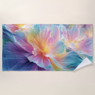 Toalha De Praia Explosão floral cósmica abstrata em pastel
