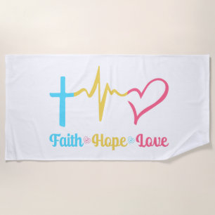 Toalha De Praia Faith Hope Love Hearts