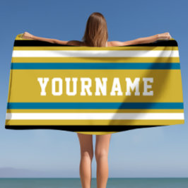 Toalha De Praia Faixas de Jersey de nome personalizado