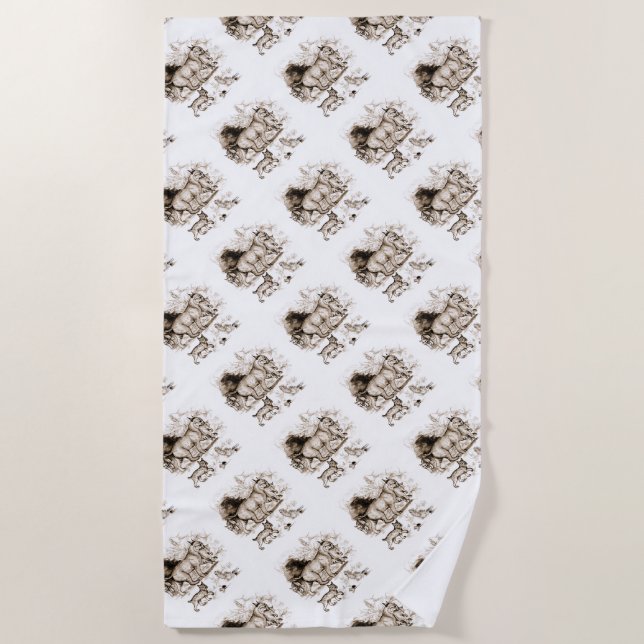 Toalha De Praia Família do lince (Frente)