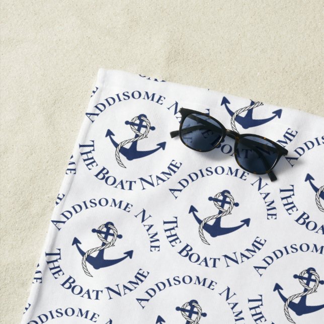 Toalha De Praia Família Náutica Nome do navio Marinho Ancoragem ci (In Situ)