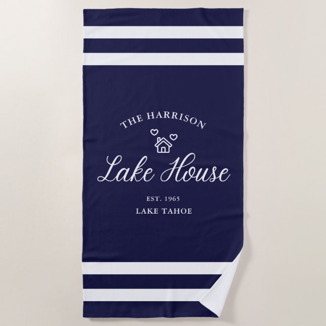 Toalha De Praia Family Lake House Coastal Custom Decor (Frente)