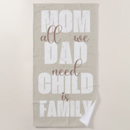Toalha De Praia Family (Mom, Dad, Kid) White on Sand