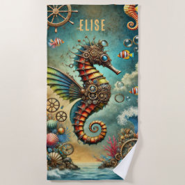 TOALHA DE PRAIA FANTASIA CAPRICHOSA SEAHORSE STEAMPUNK