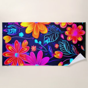 Toalha De Praia Fantasia Floral Neon