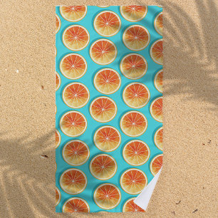 Toalha De Praia Fatias de Laranja no Azul