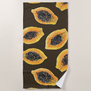 Toalha De Praia Fatias de Papaya em castanho escuro