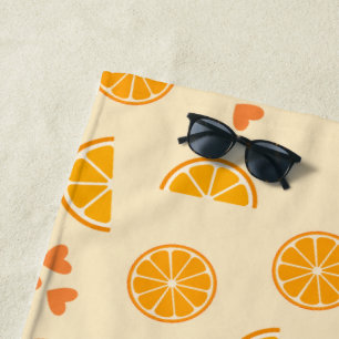 Toalha De Praia Fatias e Corações Laranja