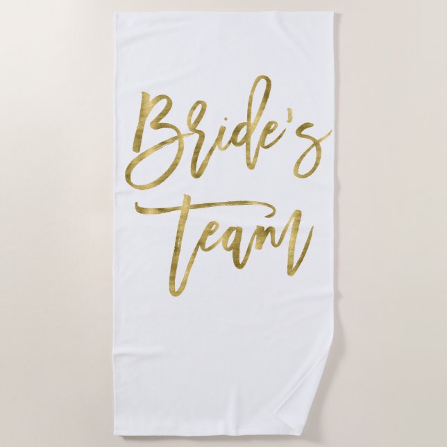 Toalha de Praia Faux Gold Bride's Team (Frente)