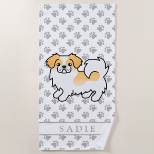 Toalha De Praia Fawn PartikColor Tibetan Spaniel Cute Dog & Name