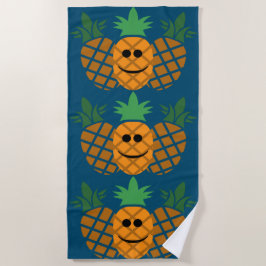 Toalha De Praia Feliz Design de abacaxi - Beach Towel