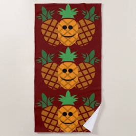 Toalha De Praia Feliz Design de abacaxi - Beach Towel