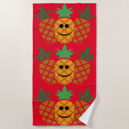 Toalha De Praia Feliz Design de abacaxi - Beach Towel