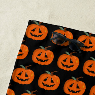 Toalha De Praia Feliz Halloween Jack O Lanterna Arte Ilustrativa