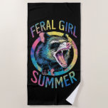 Toalha De Praia Feral Girl Summer Ogambm Tie Dye Raccoon<br><div class="desc">Feral Girl Summer Ogambm Tie Dye Raccoon</div>