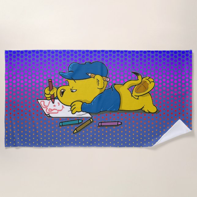 Toalha De Praia Ferald Desenhando Com A Torre De Praia De Crayons (Frente)