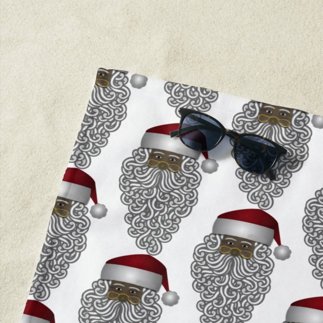 Toalha De Praia Feriado preto do Natal de Papai Noel (In Situ)