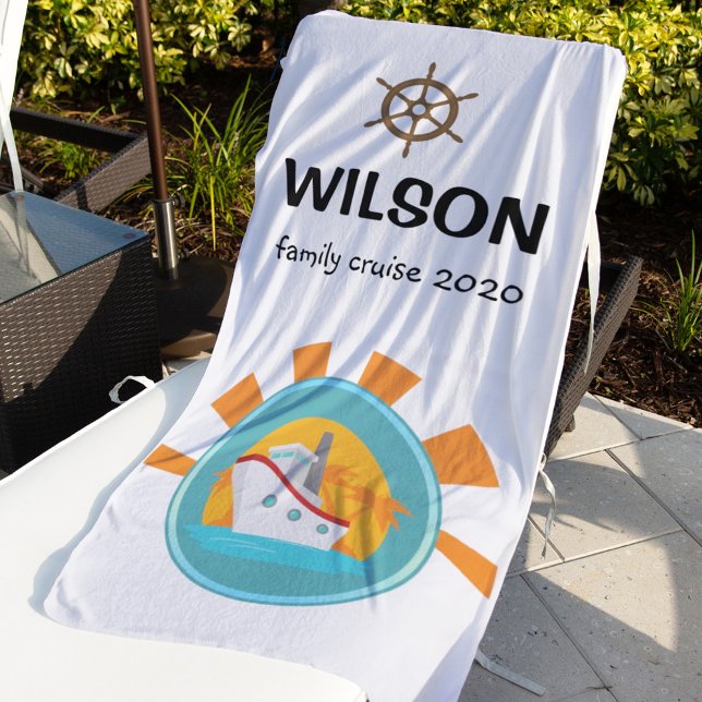 Toalha De Praia Férias de cruzeiro em família - Viagem Keepsasasak (Criador carregado)