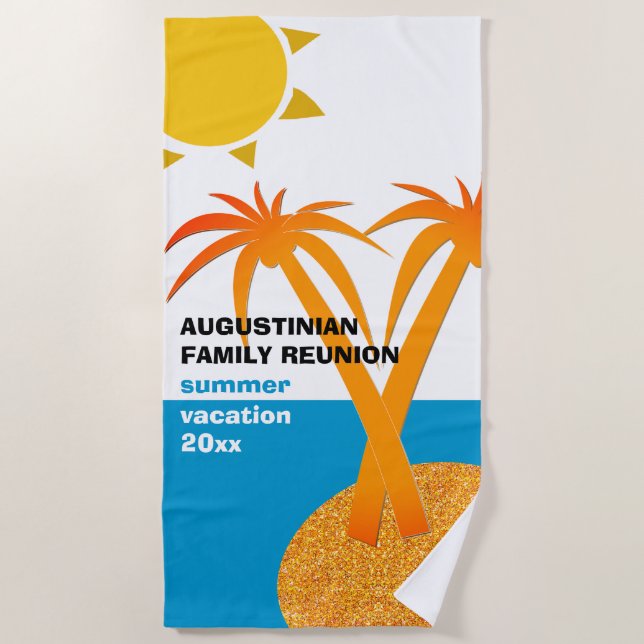 Toalha De Praia Férias de Verão de Reunião Familiar (Frente)