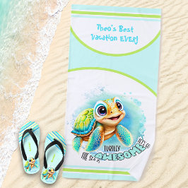 Toalha De Praia Férias de Verão de Tartaruga Fresca Personalizada