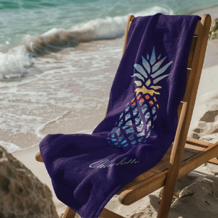 Toalha De Praia Férias Personalizadas de Abacaxi de Praia Sunset