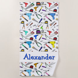 Toalha De Praia Ferramentas da mão e teste padrão personalizados