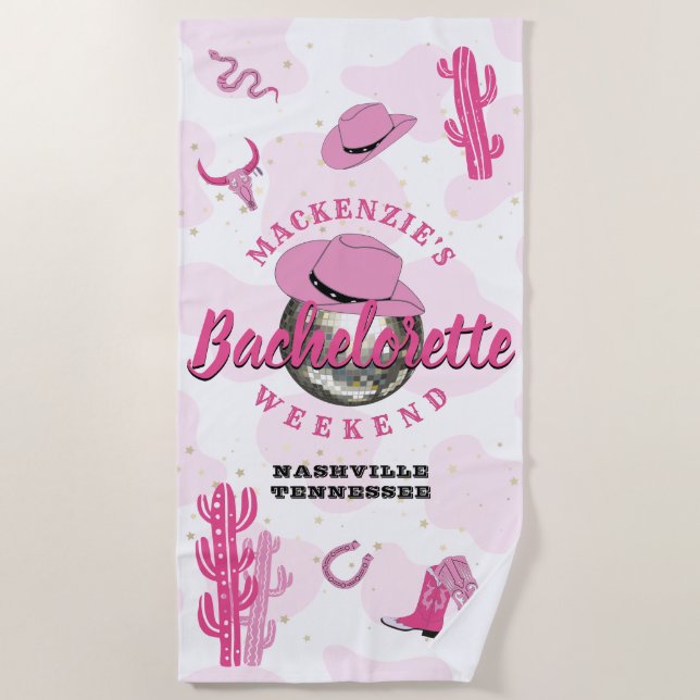 Toalha De Praia Festa de Fim de Semana da Cowgirl Disco da Despedi (Frente)