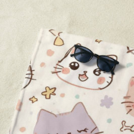 Toalha De Praia Festa de Padrão de Gato Simples de Gato Gato Gato 