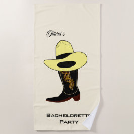 Toalha De Praia Festa de Solteira com Chapéu de Cowboy e Botas