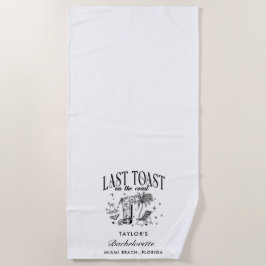 Toalha De Praia Festa de Solteira Costeira Coquetel Moderno Preto