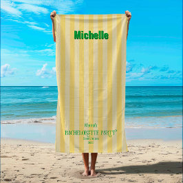 Toalha De Praia Festa de solteira de faixa costeira amarela + verd