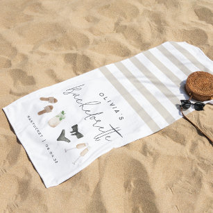 Toalha De Praia Festa de solteira Personalizada Neutra de Verão