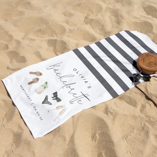 Toalha De Praia Festa de solteira Personalizada Neutra de Verão (Criador carregado)