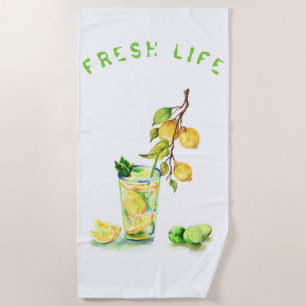 Toalha De Praia Festa de Verão com limão fresco, limonada e limo