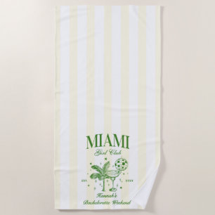 Toalha De Praia Festa Retro Moderna de Bach em Miami Verde e Amare