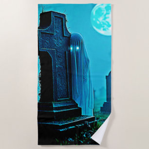 Toalha De Praia Figura fantasma em um Design cemitério